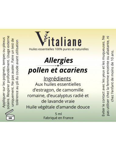 composition du Roll-on Allergies Pollen & Acariens